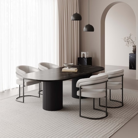 Manhattan Comfort Augusta Dining Chair in Light Grey, 4PK 4-DC094-LG